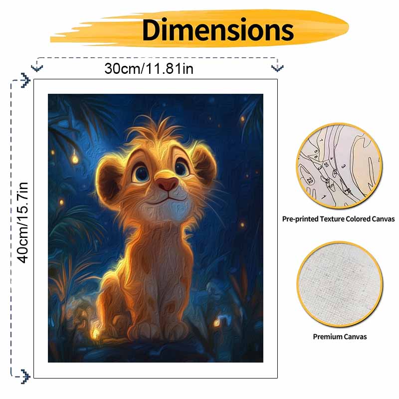 Disney Lion King Oil Painting Kit Home Bedroom Wall Decor Handmade Gift for Art Lovers DIY Craft Canvas Painting Supplies 123456789