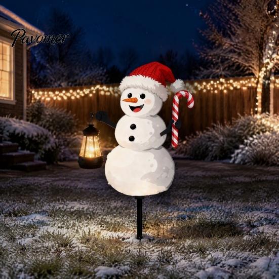 Outdoor Holiday Stake Lights 1/2Pcs Holding Lantern Santa Light, Christmas Snowman Solar Lamp with Claus Stake, Decorative Light for Garden Yard Lawn