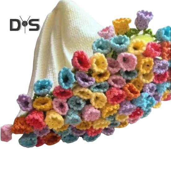DIY Crochet Flowers Blanket Rose Bouquet Blanket Crocheting Kit Bouquet Throw Blanket Craft Kit for Mother's Day Birthday Gift Home Decor
