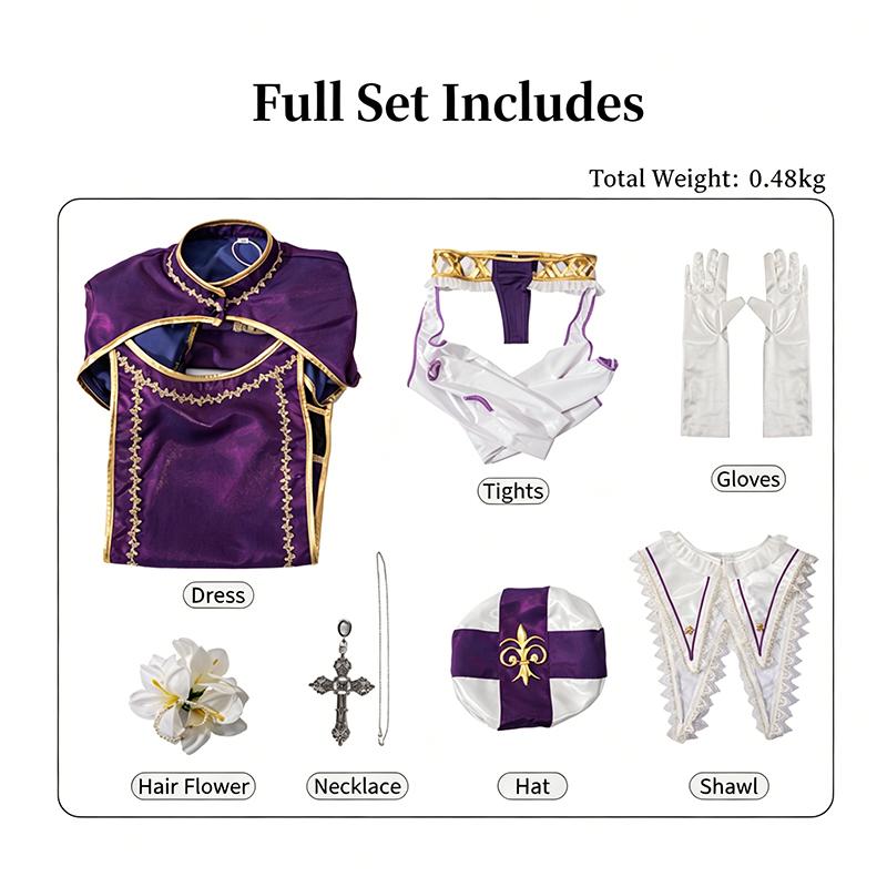 

Fate/Grand Order Jeanne d Arc Cosplay Costume, Purple Nun Style Outfit with Accessories for Halloween Party & Anime Cosplay XS фиолетовый