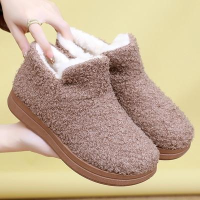 Winter Lazy Flat-bottomed Beijing Cotton Shoes Cotton Shoes Velvet One-pedal Warm and Comfortable Versatile Snow Boots Women