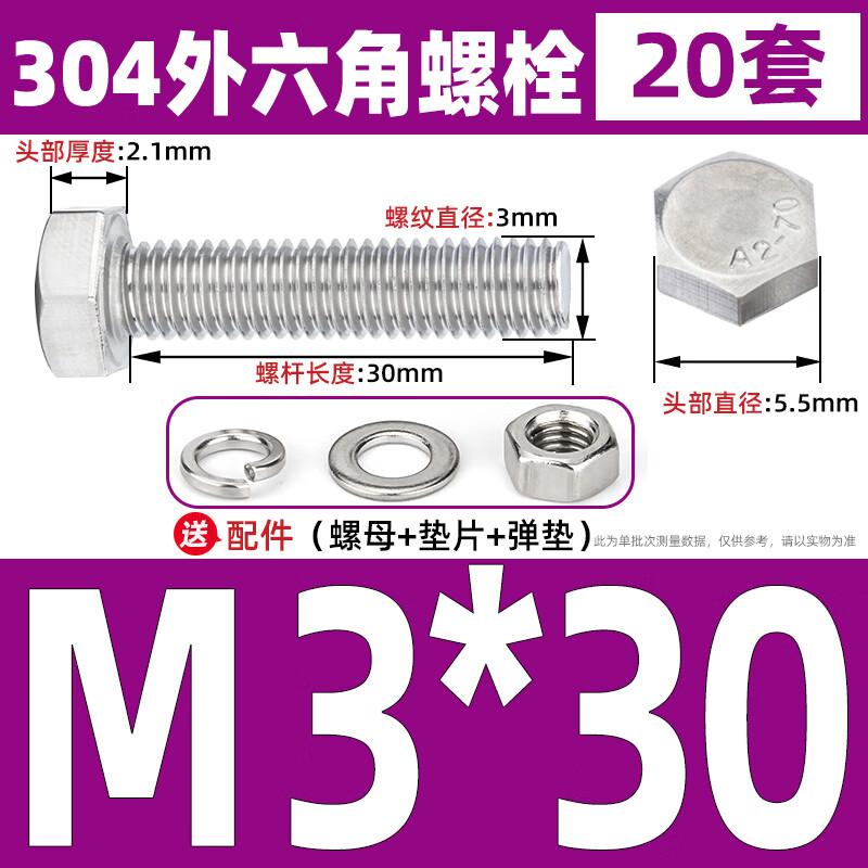 Ally 304 Stainless Steel Hex Bolt, Screw & Nut Set