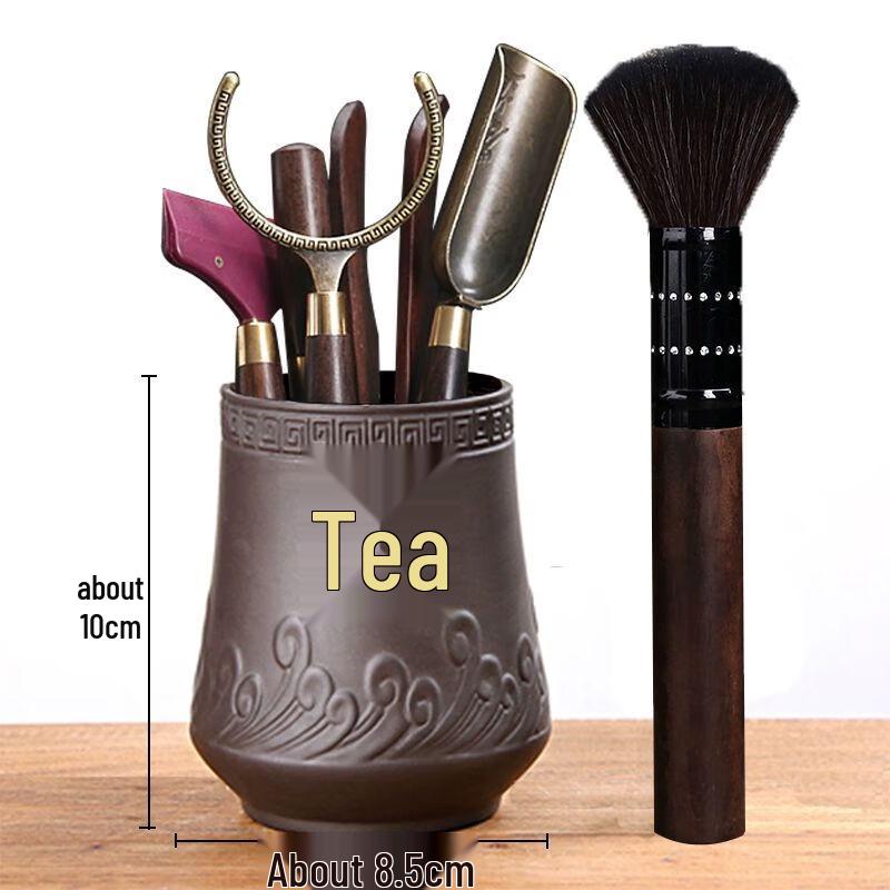 Набор шести джентльменов для чайной церемонии из фиолетовой глины и черного дерева