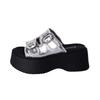 Summer new muffin thick-soled outer wear one-word slippers women's casual fashion with skirt beach sandals women's shoes