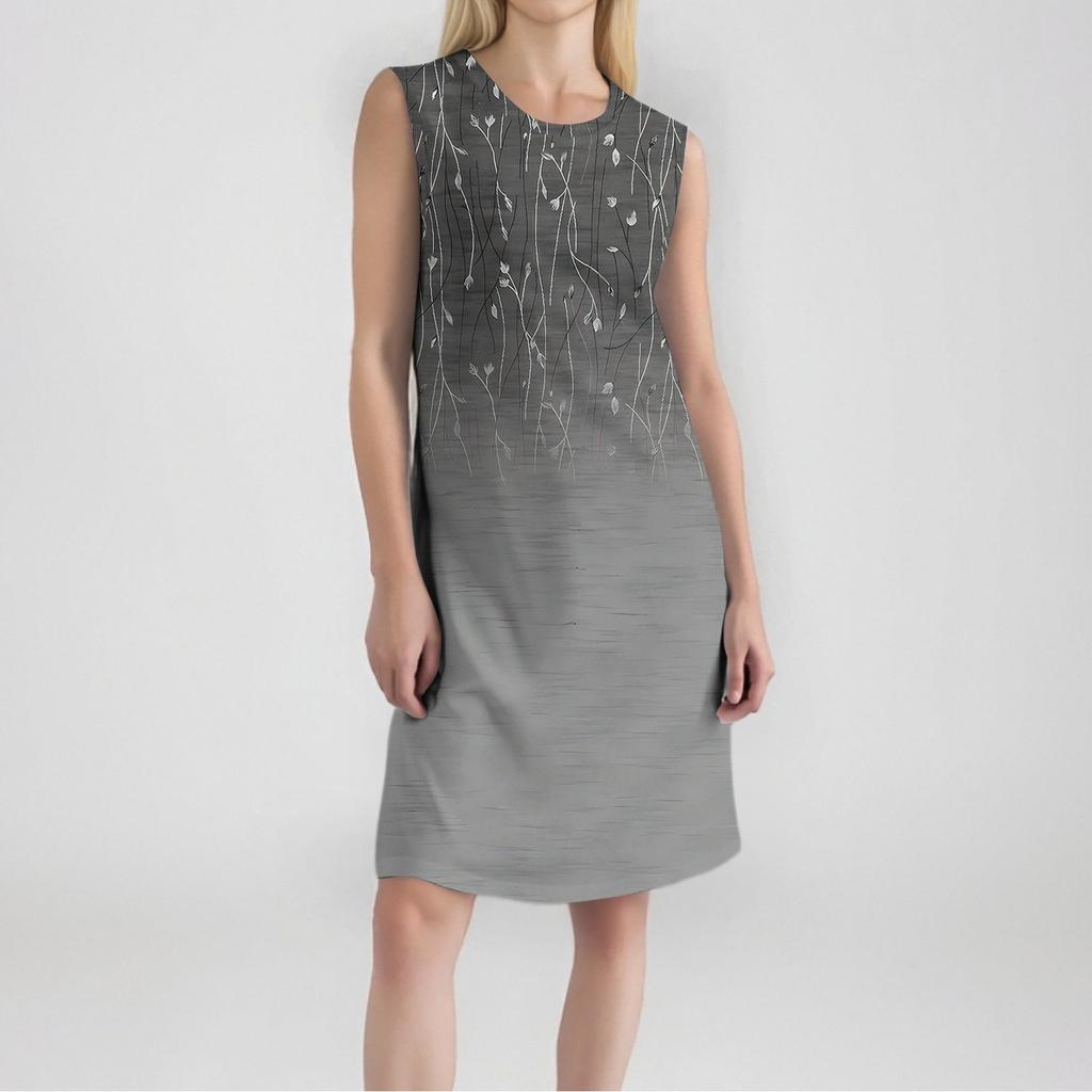 Women's Fashion Casual Print Round Neck Sleeveless Short Dress