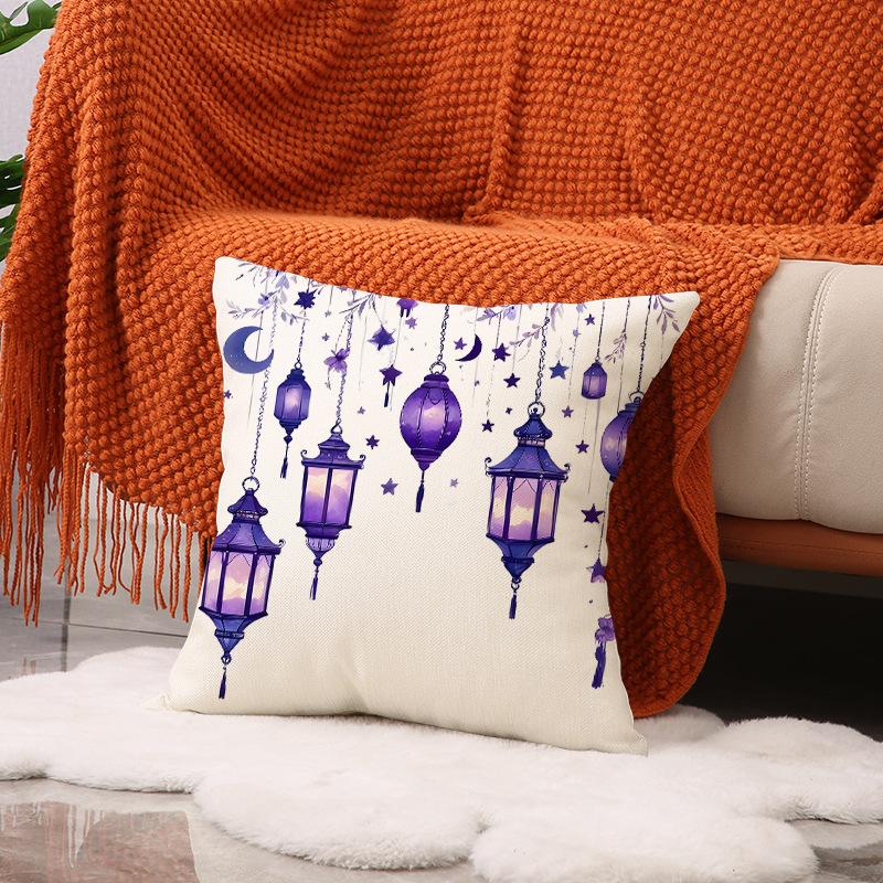 

New Oil Lamp Decorative Pillow Case Home Seat Cushion Linen Stain-resistant Moon Print Sofa Pillow 45 * 45Cm (pillowcase only)