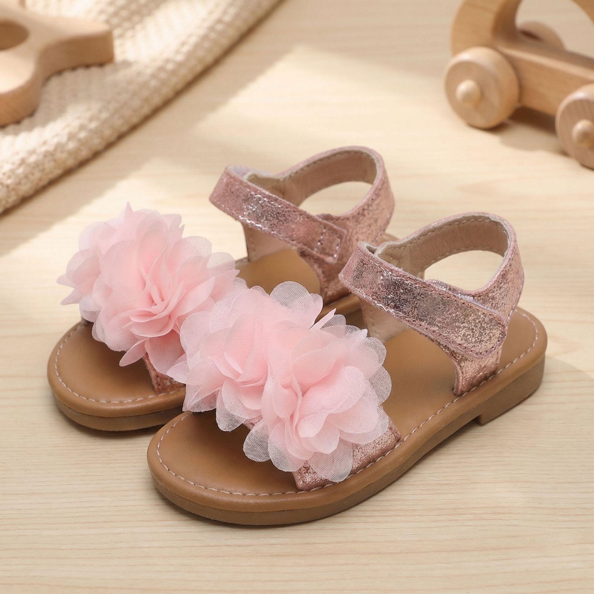 Sweet Floral Soft Sole Outdoor Baby Sandals - Cross-Border Children s Flat Style 21 розовый
