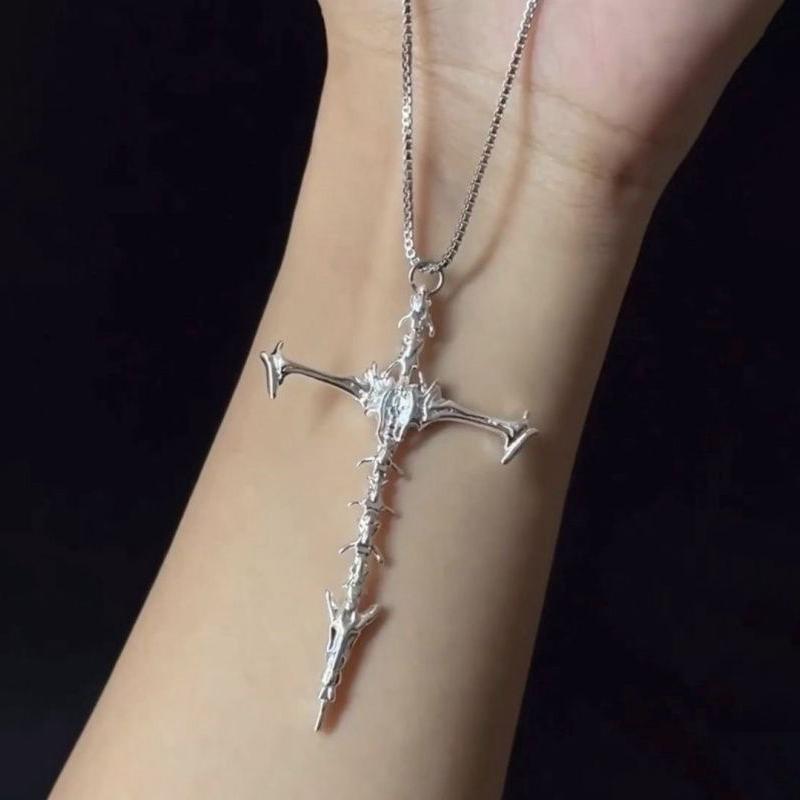 

Ретро скелет личность крест кулон ожерелье для мужчин женщин минималистский панк вечеринка ювелирные изделия подарки серебряный