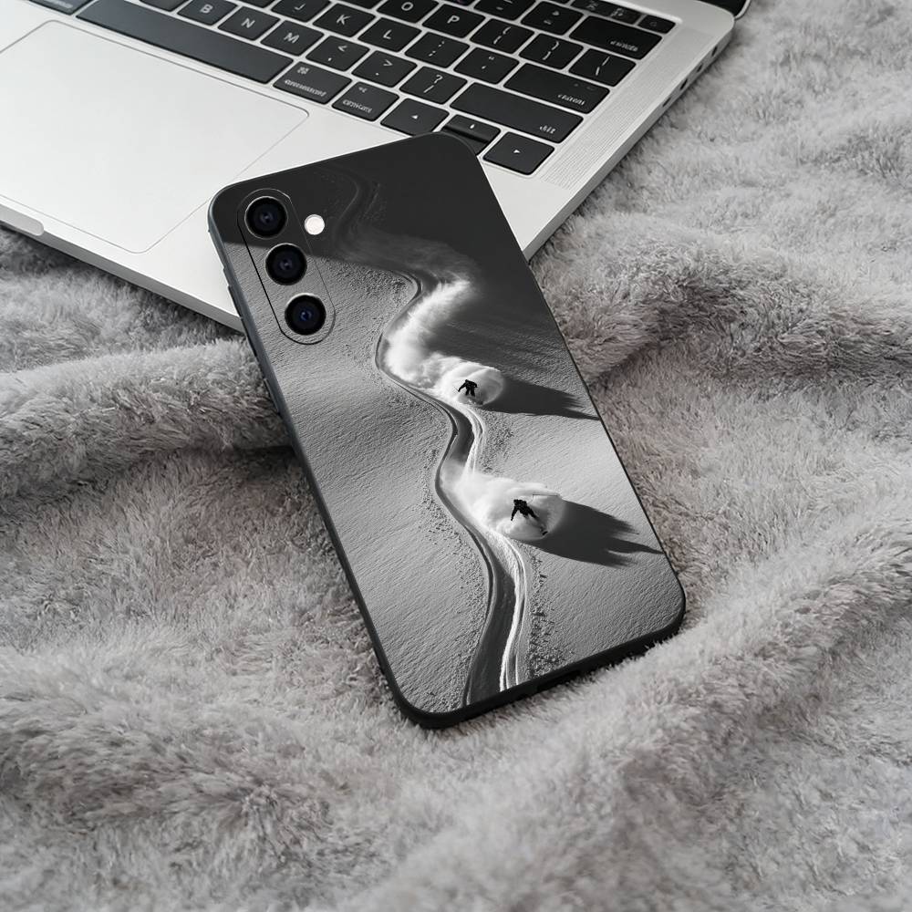 

Snow Mountain Skiing Ski Soft Silicone phone Case for Samsung Galaxy A73/A71/A72/A70/A53/A52/A51 - Black Samsung a514g