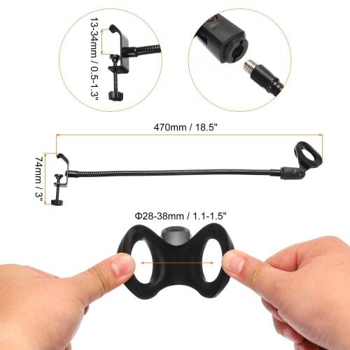 PATIKIL 18.5" Gooseneck Desk Microphone Stand with Clip, Flexible Arm, Desktop Microphone Stand for Singing and Speech, 3/8" To 5/8" Microphone Holder