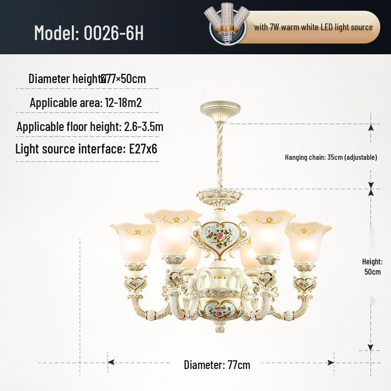European Retro Resin Chandelier for Living Room, Restaurant, or Bedroom - Warm Atmosphere and Unique Style