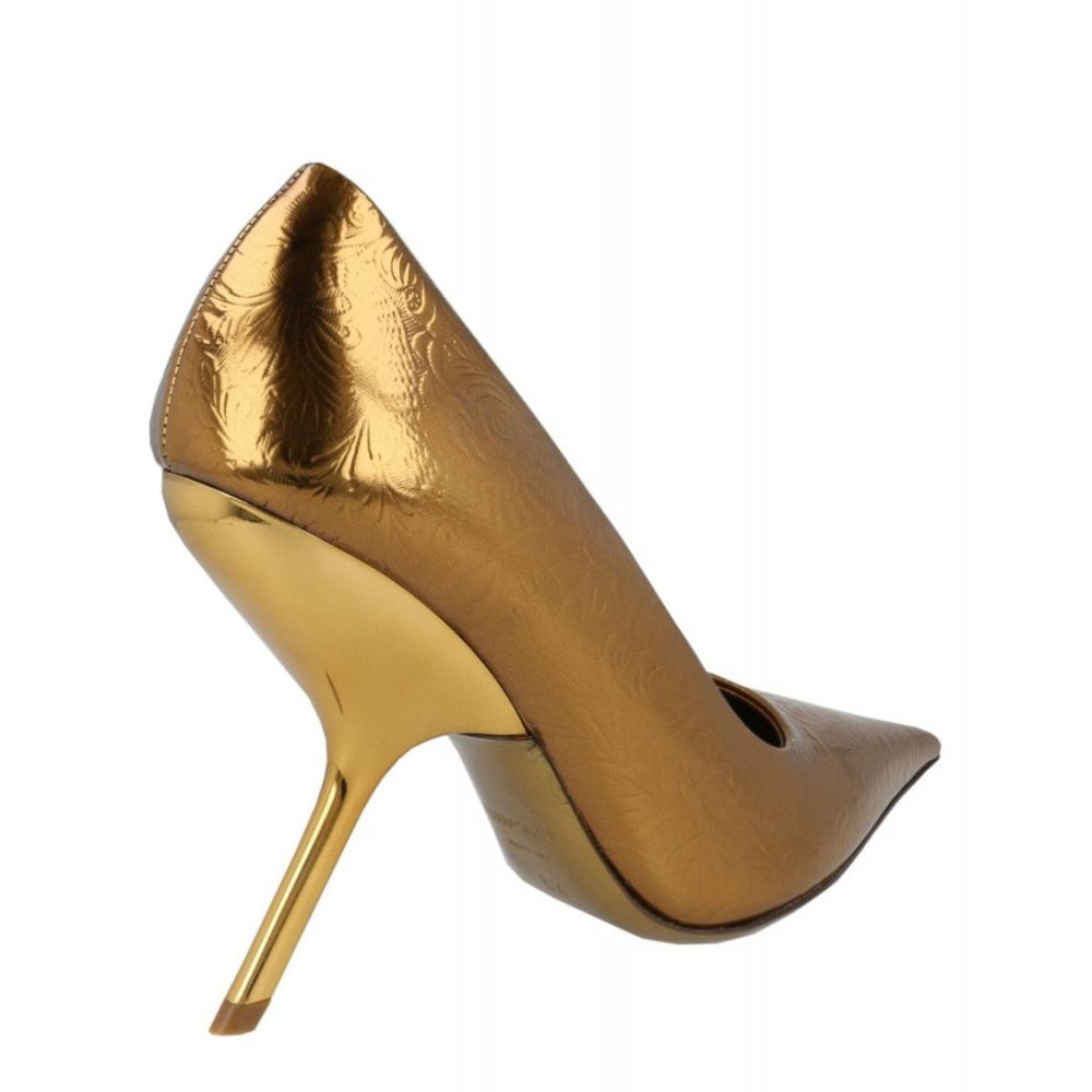 Salvatore Ferragamo Embossed Floral Eva Pumps Brown