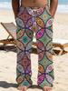 Casual men's printed loose straight trousers vacation beach pants men's European and American breathable