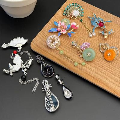 Smaltovaná brož Pivoňka Retro Dámská High-End Hanfu Cheongsam Vynikající doplňky Temperament Elegantní špendlík