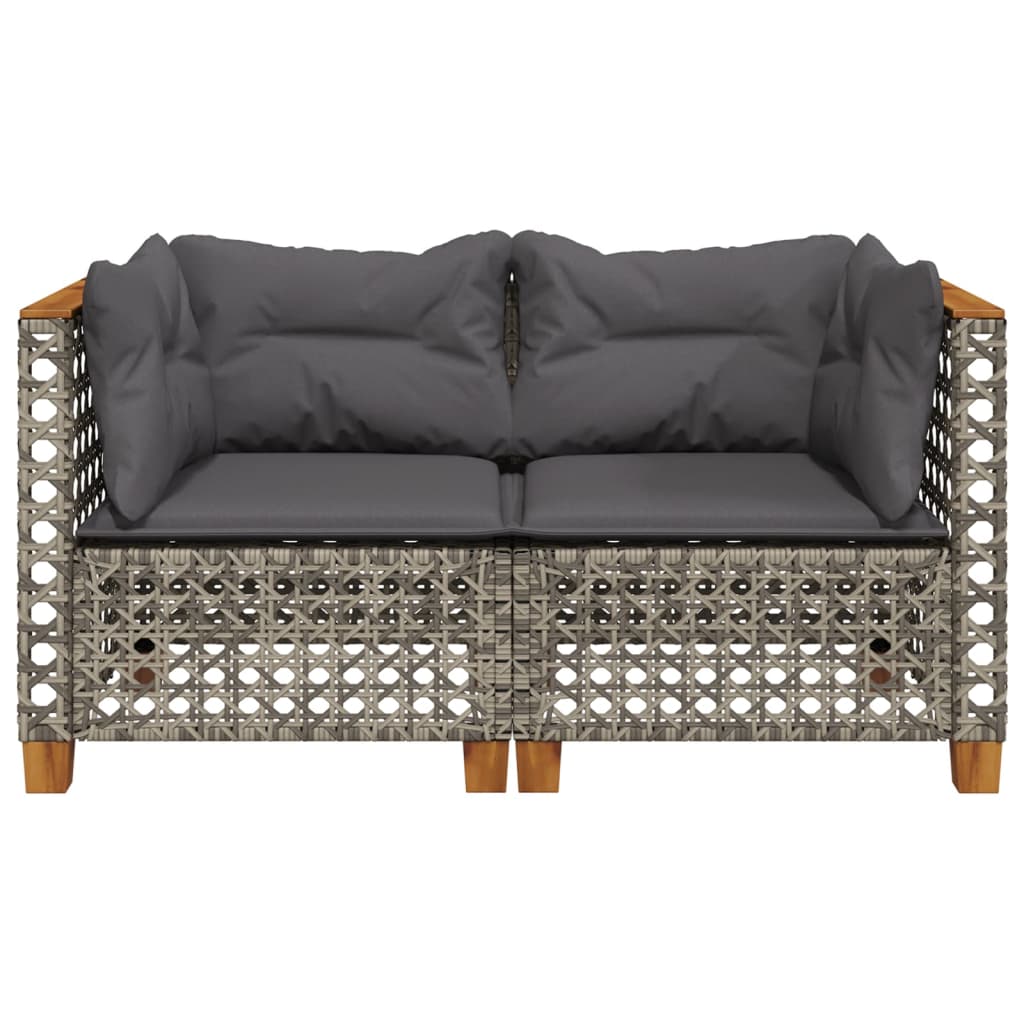 Vidaxl Moduli Angolari per Divano con Cuscini, 2 Pezzi, Grigio, Polyrattan