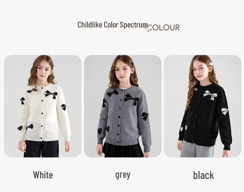 Girls' Knit Cardigan Sweater - Spring/Autumn 2025 Style for Middle Children