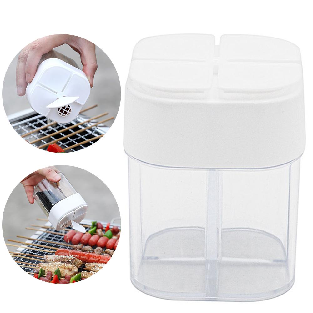 Saliera Speziaria 4 in 1 con 4 Scomparti, Barattolo Spezie Ribaltabile con Coperchio, Saliera e Pepiera da Viaggio, Picnic, Cucina