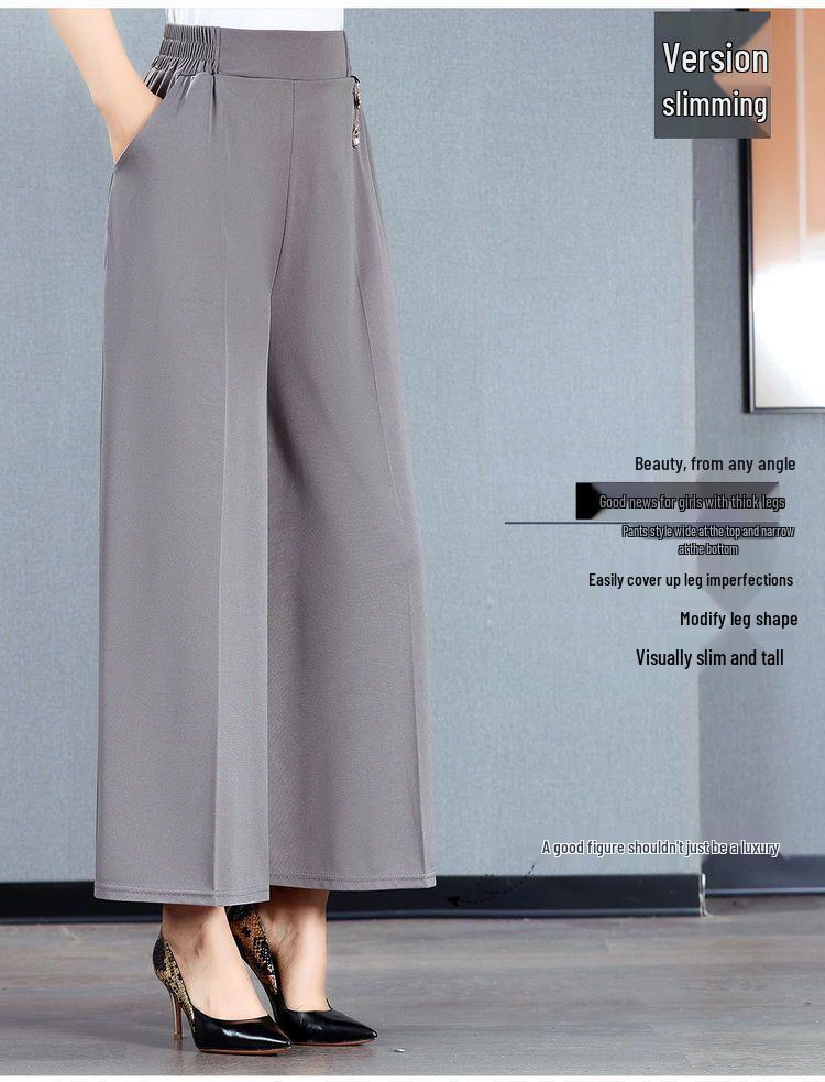 Women's High-Waist Loose Wide-Leg Summer Culottes for Middle-Aged and Elderly