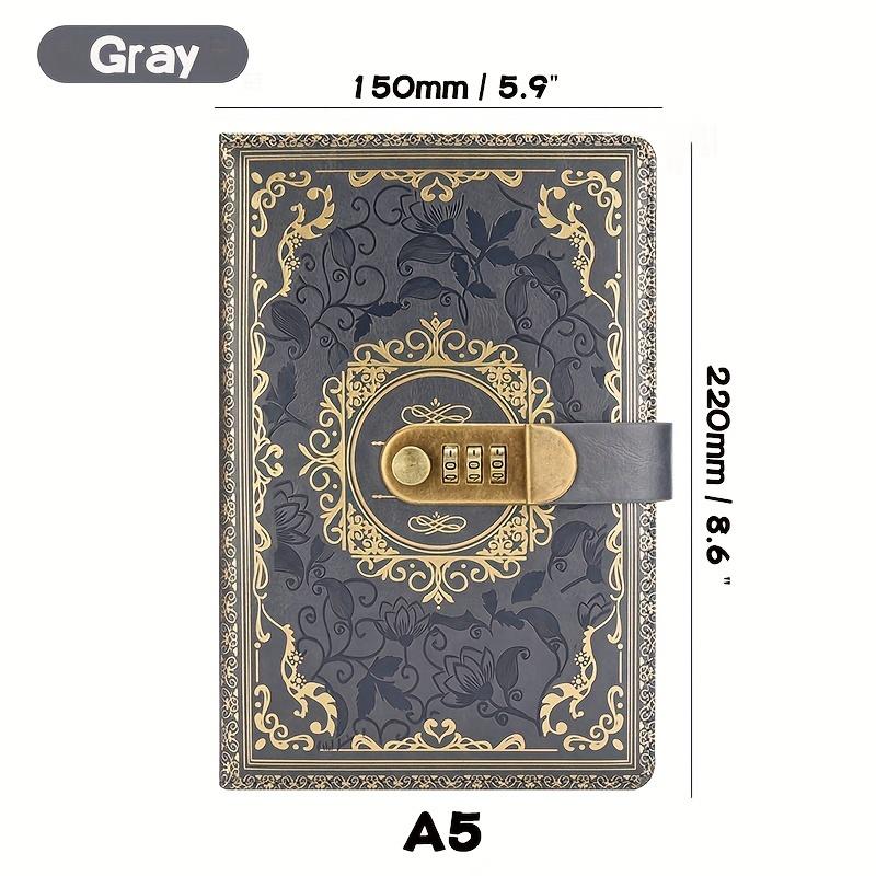 

Цифровой дневник с замком - Дневник формата А5, защищенный паролем, с кодовым замком, 200-страничная секретная тетрадь из искусственной кожи для подростков, подарок серый