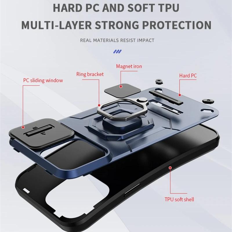 Stoßfeste Hülle für Vivo iQOO Z9 Hülle für Vivo iQOO Z9 5G Ringhalter Magnetische Rückseite für Vivo iQOO Z9 Z 9 Schiebefenster-Hülle