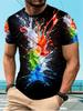 T-shirt Homme Imprimé Éclaboussures de Peinture Colorées Séchage Rapide Léger Coupe Ample Manches Courtes Col Rond Top Décontracté Sports de Rue Extérieur