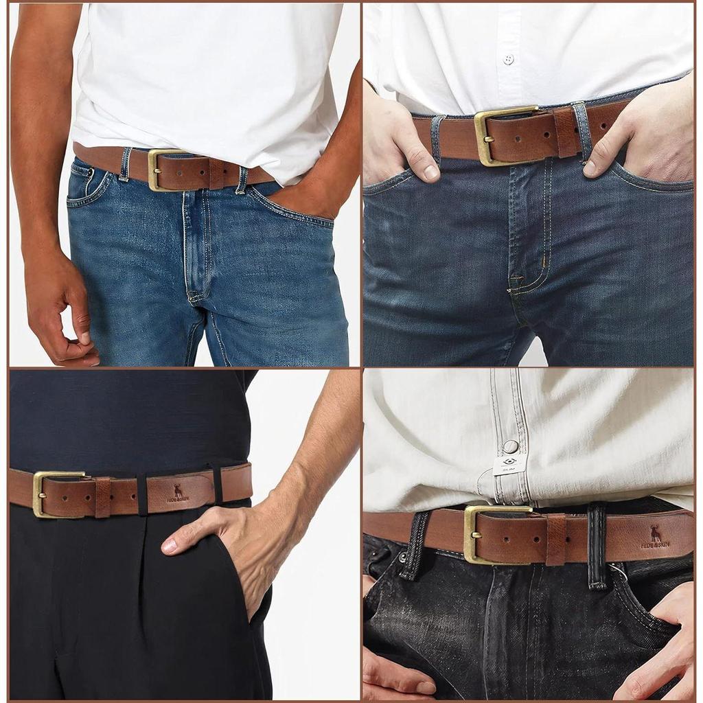 Full Grain Genuine Leather Belt for Men | Belt for men leather | Casual Belt | Jeans Belt |Adjustable Free size fits 28-40 inches | Gift Box included