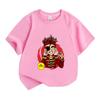 Kids Boys Girls 100% Cotton Crew Neck Short Sleeve T-Shirt, Cartoon Cool Pirate Character Print Casual Summer Soft Breathable Tee for Daily Outdoor We