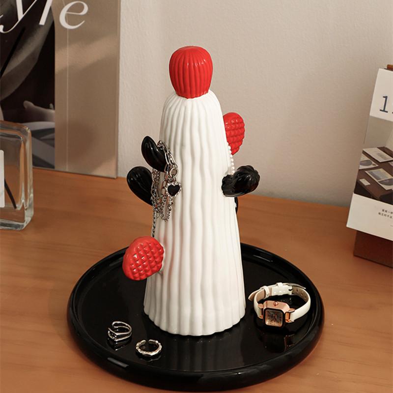 Cactus Shaped Storage Tray Creative Living Room Tabletop Decoration Ceramic Key Jewelry Storage Ornaments Home Storage Tools
