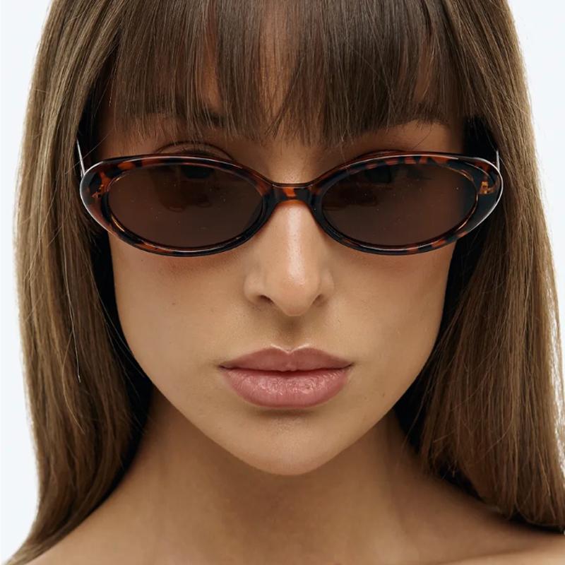 Motorcycle 2pcs New Small Oval Rivet Sunglasses Fashion Multi Color Frame Sun Glasses Women Outdoor Casual Eyeglasses UV400