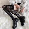 White Lace Lolita Mid-Tube Calf Socks - Women's Japanese Long Lace Stockings, Over-the-Knee Style.
