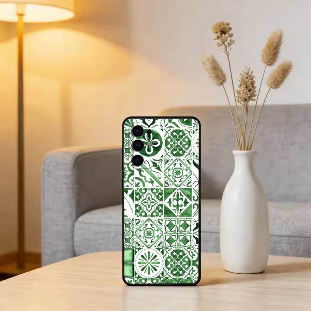 M-Moroccan T-Tile Phone Case For Samsung S25,S24,S21,S22,S23,S30,Ultra,S20,Plus,Fe,Soft Silicone Black Cover