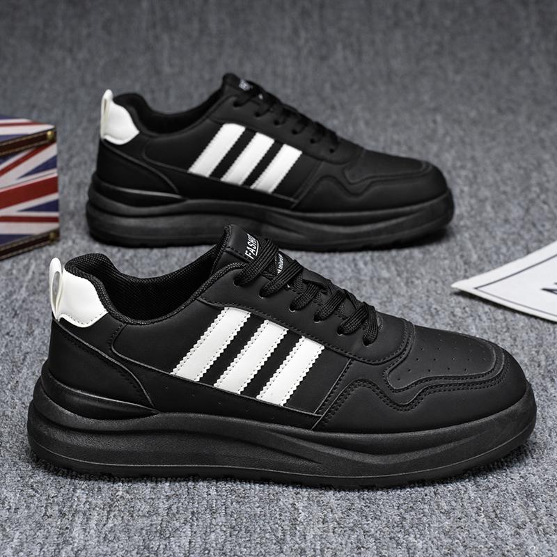 

Новые модные мужские кроссовки Four Seasons с толстой подошвой для студентов и мальчиков, трендовые кроссовки с мягкой подошвой, дышащие, повседневные кроссовки для бега 44 чёрный