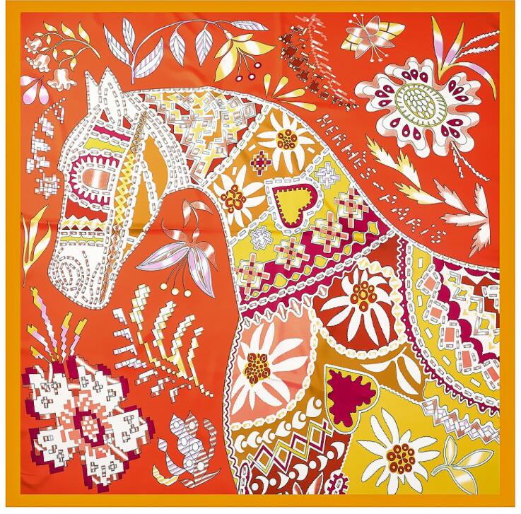 New Luxury Brand Silk Scarf Women Print Square Shawl Hijab Scarfs Female Fashion Shawls Scarves For Ladies 130*130cm