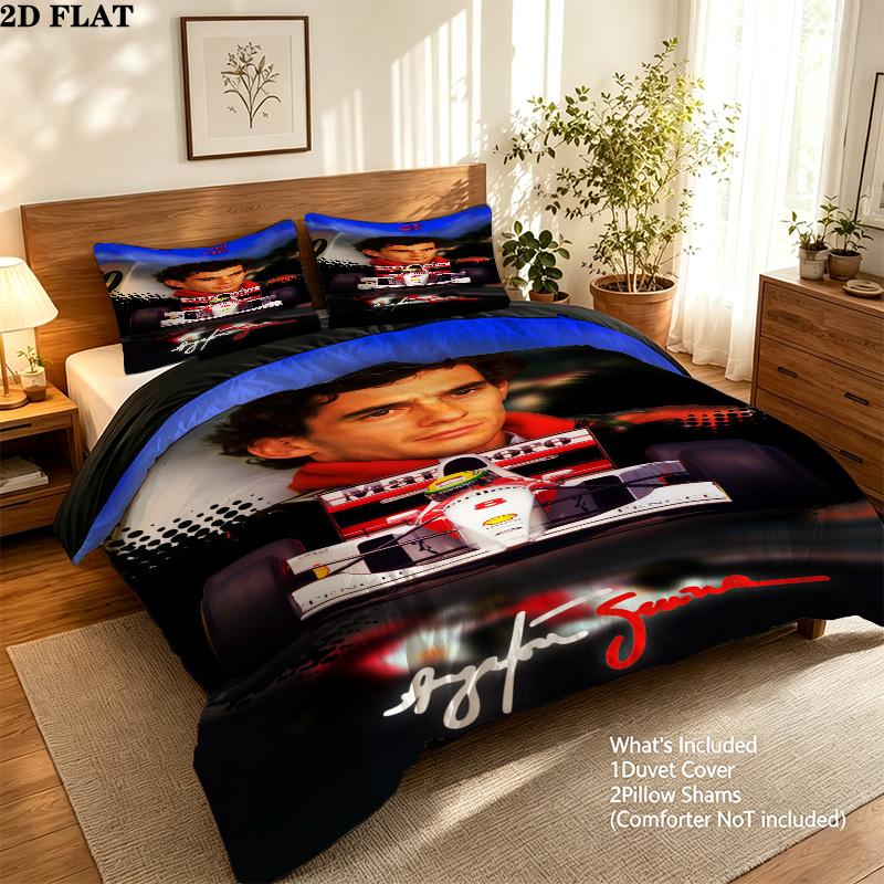 Ayrton Senna Bedding Quilt Set Quilt Cover Pillowcase Home Decoration Birthday Gift (1 * duvet cover + 2 * pillowcase, without core)