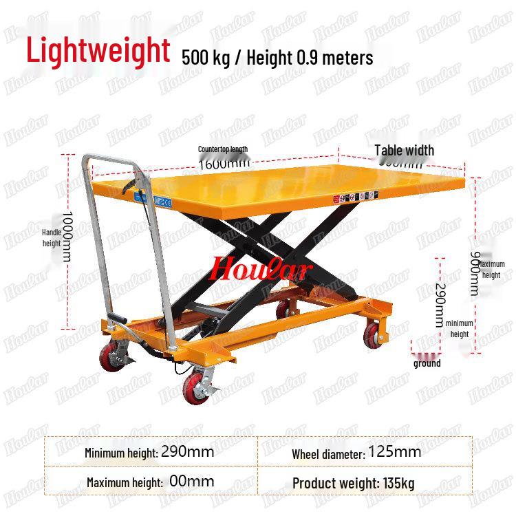 Electric Hydraulic Scissor Lift Cart - Mobile Flatbed Trolley