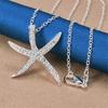 925 Sterling Silver 16-30 Inch Exquisite Starfish Zircon Pendant Necklace, Women's Wedding Accessories Gift, Fashionable Jewelry