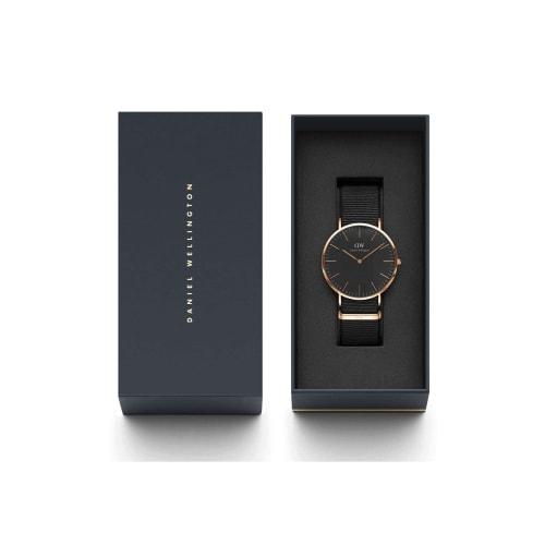 [Official Shop/2-Year Warranty/Authentic Import] Daniel Wellington DW Watch for Men and Women, Classic Black Cornwall, 36mm, Stylish Black Leather Wat