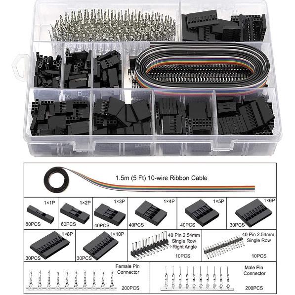 Qibaok Crimping Tool Kit Ratcheting Crimper with 1550PCS 2.54mm Dupont Connectors and 760pcs 2.54mm JST-XH Connectors for AWG 26-20(0.1-0.5mm²)