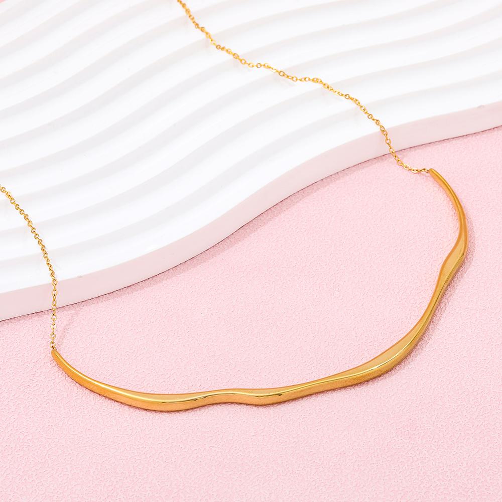 Fenny 18K PVD Plated Non Tarnish Fashion Designer Irregular Tube Pendant Choker Chain Necklace Stainless Steel Jewelry