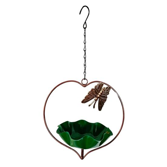 Outside Hummingbird Bird Feeder, Weather-proof Metal Butterfly Bird Bath, Hanging Feeding Bowl for Outdoor Garden Patio Yard