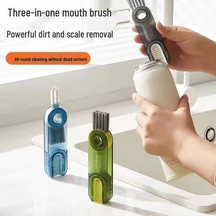 3-in-1 Cleaning Brush for Thermos, Baby Bottles & More – Ideal for Crevices & Grooves