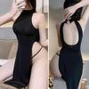 Elegantní noční košile High Split Role Play Hot Soft Halter Noční oblečení na svatební noc