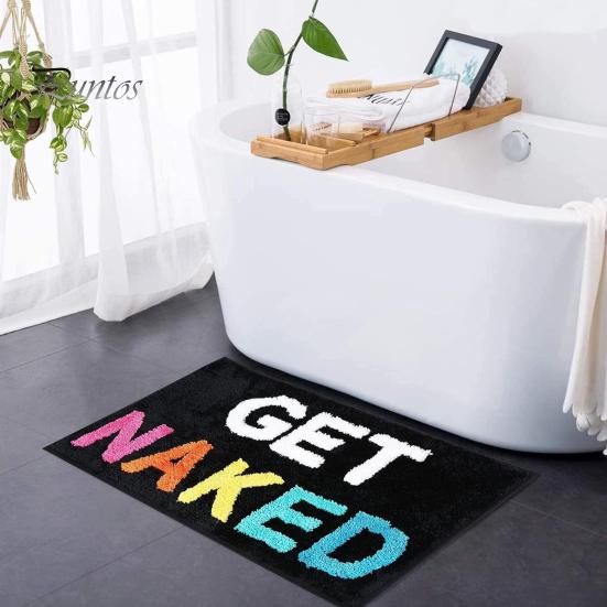 Fluffy Bathroom Floor Rug Modern Bath Mat, Absorbent Non-Slip Rug, Fun English Letters, Machine Washable Mat Cozy for Tub Sink Water Foot Pad