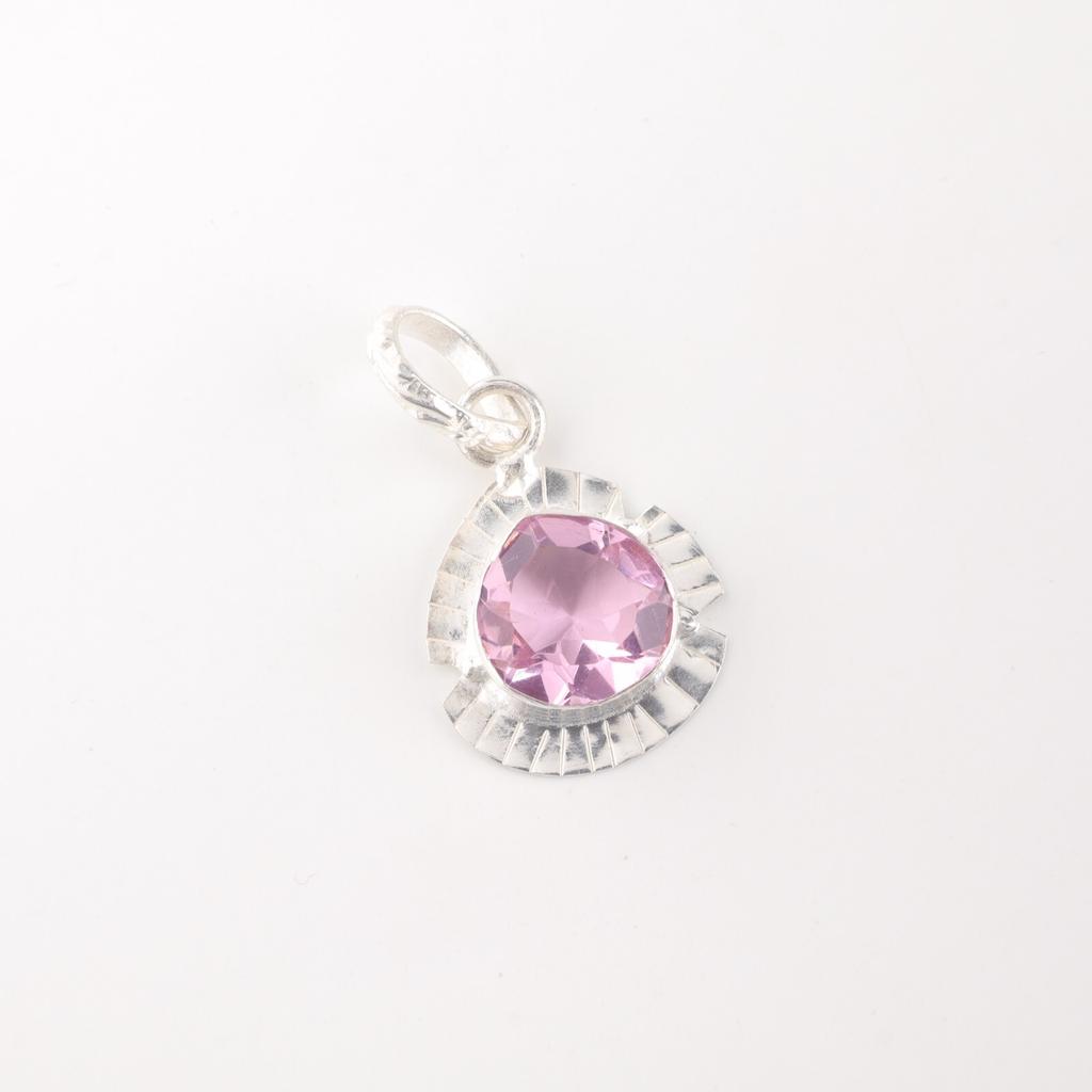 Morganit Edelstein 925 Sterling Silber Schmuck Handgefertigter Anhänger 1,15" Halskette PP-8-12