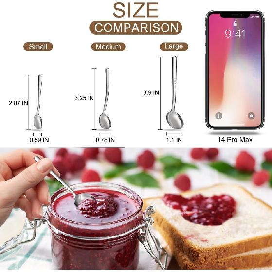 Small Spoons Mini Set - 8 Pcs Tiny Stainless Steel Spoons for Spices, Salt, Sugar, Pepper, and Honey - Food-Grade 304 Mini Condiment Scoops(8 Pcs