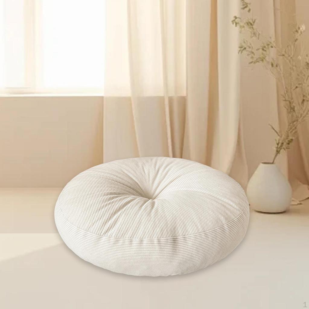 Japanese Tatami Floor Cushion Round Seat Pouf And Decorative Pad with Thick Filling Suitable for
