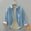 1355 Cappotto Camicia in Denim Uomo Peluche Spesso Caldo Manica Lunga Stile Giapponese