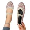 Plus Size Flyknit Beaded Color Block Women's Flats: Breathable, Shallow Mouth, Lazy Work Shoes for All Seasons