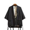 Men's Japanese-Style Hip-Hop Taoist Robe: Summer Embroidered 3/4 Sleeve Loose-Fit Shirt