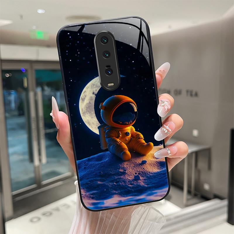 Cute Cartoon Cats Flower Case For Xiaomi Mi 9T Redmi K20 Pro Poco F2 Tempered Glass Phone Case Protective Back Cover Hard Shell